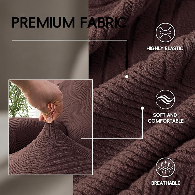 5-Piece Recliner Sofa Covers, Stretch Geometric Strokes Jacquard Recliner Sofa - Image 3