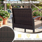 Tangkula 5 Pieces Wicker Patio Conversation Set, Outdoor PE Rattan Chair - Image 6