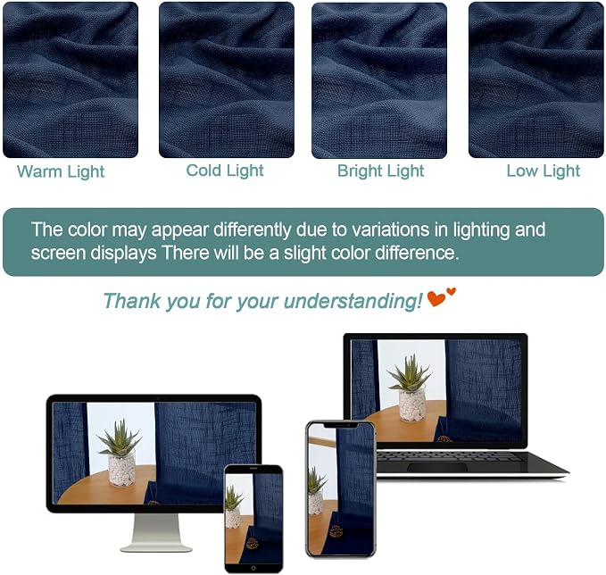 Chyhomenyc Extra Long Navy Blue Semi Sheer Curtains 108 Inches Long 2 Panels Set - Image 3