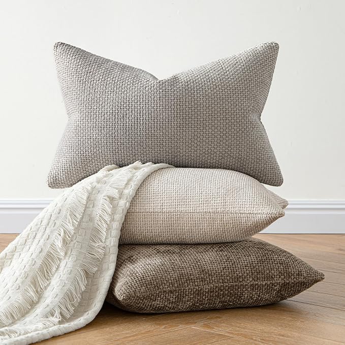 MIULEE Decorative Couch Throw Pillow Covers 18x18 Inch Neutral Khaki 2 Pack | - Image 4