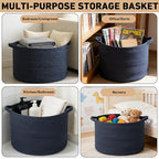 65L Large Blanket Basket, Woven Rope Laundry Basket Hamper - Image 5