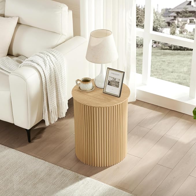 AVZEAR Small Round Side Table Fluted Night Stand Set of 2, Modern Boho End Table - Image 7