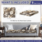 CALBODE 8 Pcs Stretch Indoor/Outdoor Seat Cushion Covers, Indoor/Outdoor Couch - Image 2