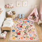 PLHXFR Area Rug 10x14 Living Room: Floral Washable Boho Soft Carpet Beige | - Image 5