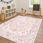 RELEANY Washable Area Rug, Water Repellent, Pet Friendly, Vintage Floral Boho - Image 4