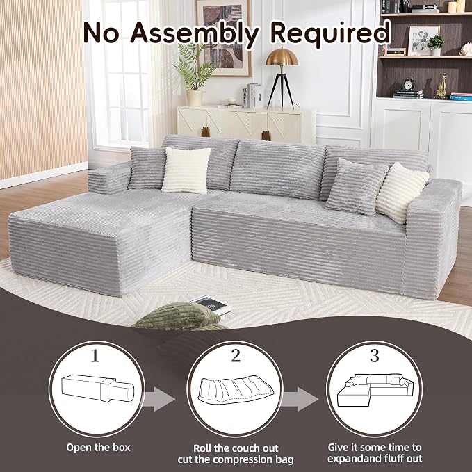 Opiesit 108" Boneless Couches for Living Room, Modular Sectional Sofa - Image 7