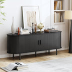 55" TV Stand with Power Outlet, Modern Media Console with Sliding Doors - Image 4
