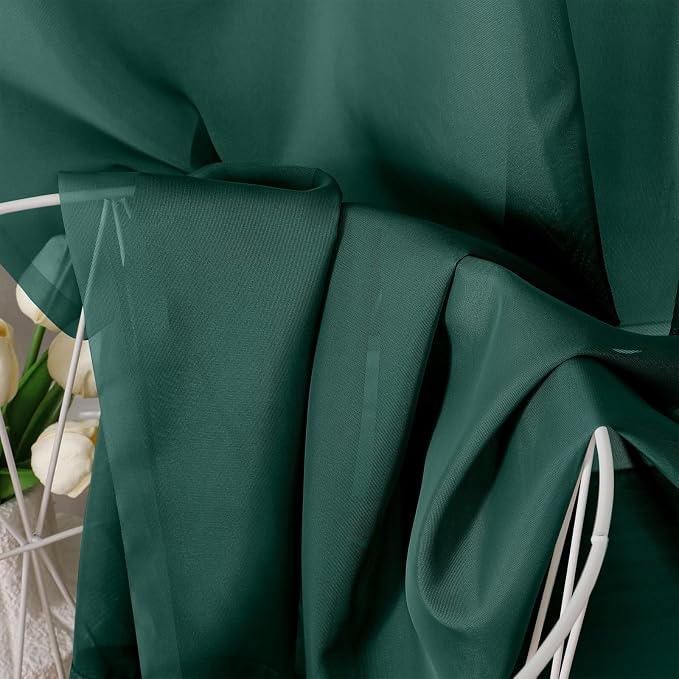 Hunter Green Sheer Curtains 63 Inches Long 2 Panels - Image 3