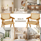 Furlide Rattan Dining Chairs Set of 2, Modern Mid Century Accent Chairs - Image 8