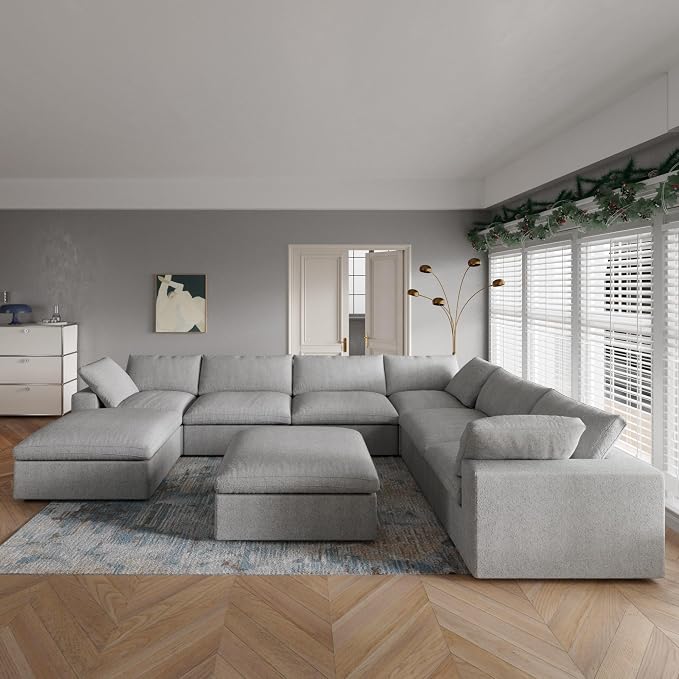 160" Cloud Sectional Couch, Overzised Down Filled Couch, 8 Seater Convertible - Image 5