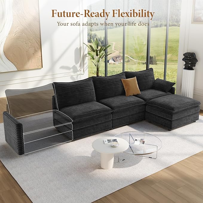 Vesgantti 108" Cloud Couch for Living Room, Deep Seat Sectional Modular Sofa - Image 8