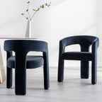 RIVOVA Black Modern Barrel Dining Chairs Set of 2, Velvet Upholstered Accent by RIVOVA