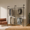 pamo Industrial Pipe Clothing Rack – Wall Mounted Black Closet System in by pamo