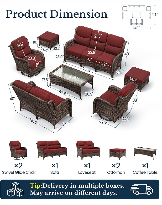HILLGA Luxury High Back Patio Furniture Set - Image 2