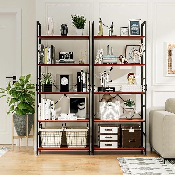 NUMENN 5 Tier Bookshelf, Tall Bookcase Shelf Storage Organizer, Modern Book - Image 4