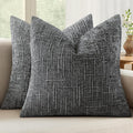 MIULEE Chenille Textured Throw Pillow Covers Dark Grey 20x20 Set of 2 | Slubby by MIULEE