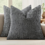 MIULEE Chenille Textured Throw Pillow Covers Dark Grey 20x20 Set of 2 | Slubby by MIULEE