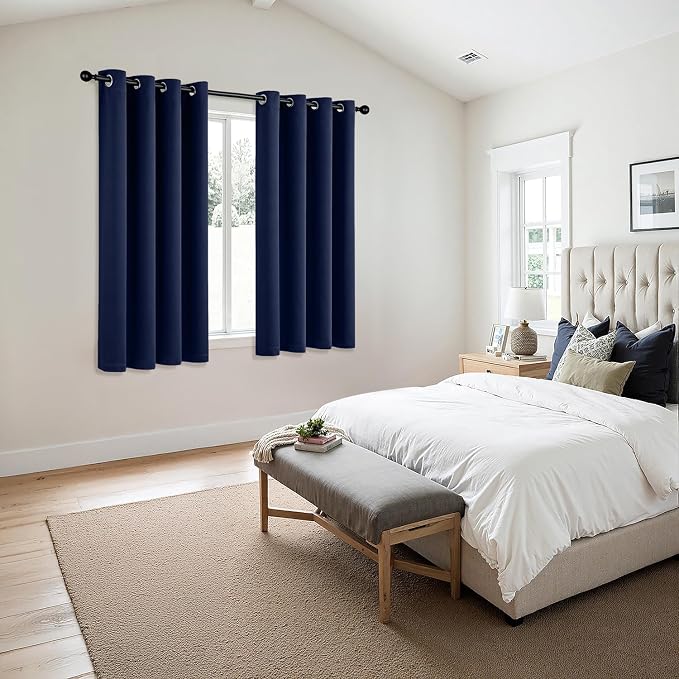 MIULEE Blackout Curtains for Bedroom 2 Panels 50 x 63 Inch Long Navy Blue | - Image 6