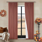 Terracotta Pinch Pleated Blackout Linen 80 Inch Window Curtains 2 Panels | 100% - Image 7