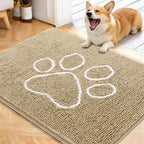 OLANLY Dog Door Mat for Muddy Paws 40x32, Paw Print Design Chenille Mud Mat | by OLANLY