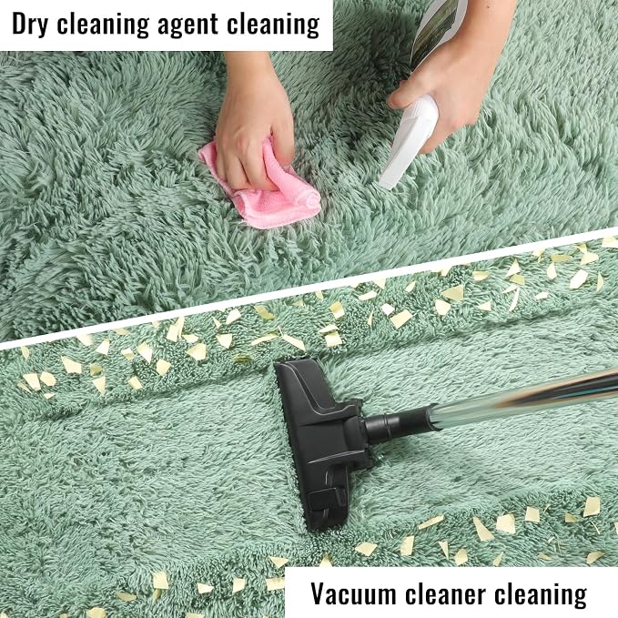 Sage Green Runner Rugs for Kids Bedroom Living Room Plush Fluffy Rug 2x6 Ft | - Image 6