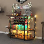 COSTWAY Wine Bar Cabinet, 3-Tier Liquor Cabinet - Image 2