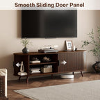 63 inch TV Stand with Power Outlet, Fluted Entertainment Center - Image 5