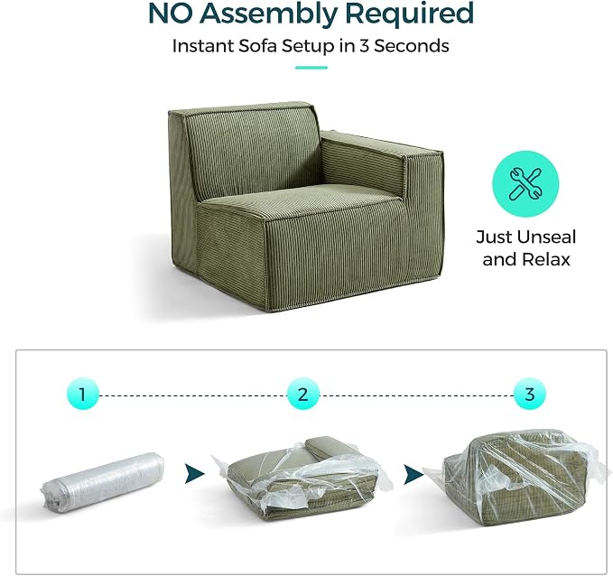 LINSY HOME Modular Sectional Sofa, Corduroy Sectional Cloud Couches - Image 4