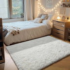 Cream White Area Rugs for Bedroom Living Room, Fluffy 4x6 Indoor Bedside Floor by ONASAR