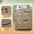 DEVAISE 2 Drawer File Cabinet, Lateral Wood Filing Storage Cabinet - Image 7