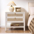 SICOTAS 26.7" Wide Boho Rattan Nightstand, Large Side Table by SICOTAS