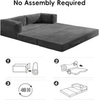 5-in-1 Convertible Sofa Bed, Corduroy Futon Couch Sleeper - Image 7