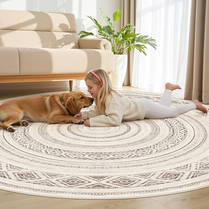 cotiled 8x8 Round Rug 8ft Circle Living Room Boho Area Rugs | Solve Modern - Image 7