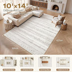 cotiled Boho 10x14 Area Rug for Living Room: Large Moroccan Washable Rug | - Image 9