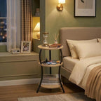 Small Round Side Table with Charging Station, 3-Tier Waist Circular End Table - Image 2