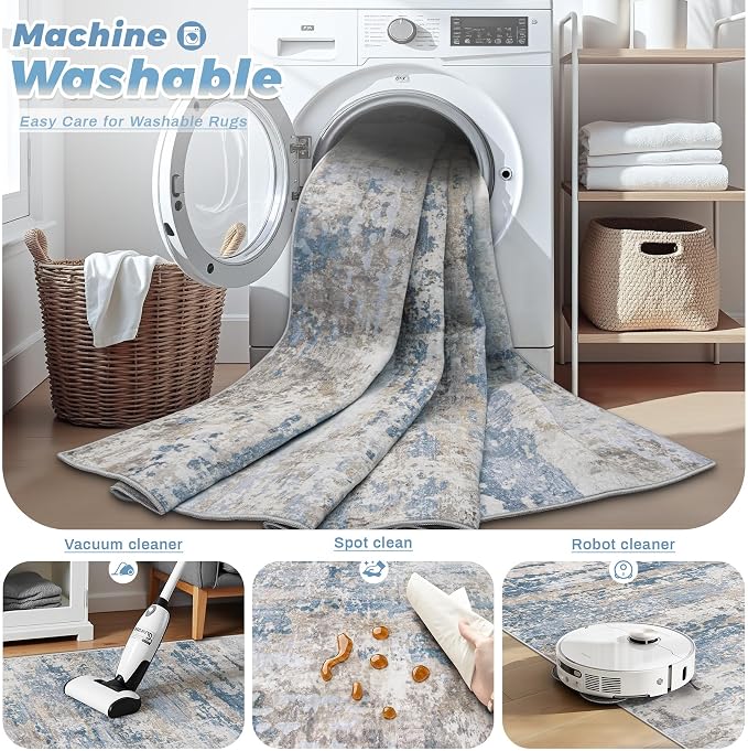 pmtsns Area Rugs 9x12 for Living Room: Washable Rug Modern Abstract Neutral - Image 3