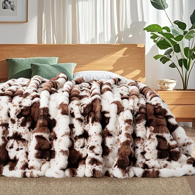 Cow Print Blanket for Couch, Faux Fur Throw Blanket, Super Heavy Warm Cozy - Image 4
