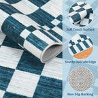 GarveeHome 8x10 Area Rugs Geometric Washable Modern Navy Blue Checkered Rug | - Image 5
