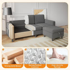 Sectional Sofa Couches for Living Room, Comfy Fabric Convertible Sectionals - Image 3