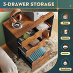 DEVAISE 3-Drawer Wood File Cabinet, Mobile Lateral Filing Cabinet, Printer Stand - Image 4