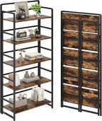 No Assembly Folding Bookshelf, 5 Tiers Collapsible Book Shelf by THKKYHomeOfficeFurniture