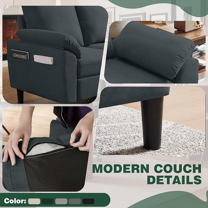 79" Convertible Sectional Sofa Set, Modern Linen Small L Shaped Couch - Image 5