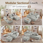 107" Cloud Modular Sectional Couches, Modern Convertible U Shaped Couch - Image 3