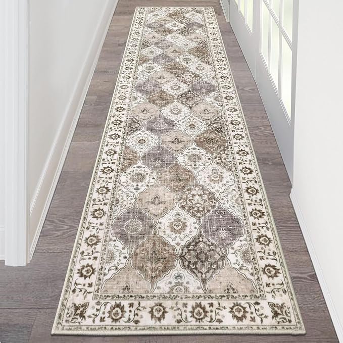 HEBE Hallway Runner Rug 2'x8', Washable Non Slip Kitchen Rug Runner | Soft Boho by HEBE