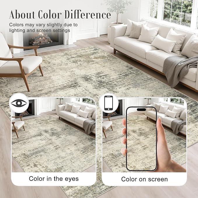 Area Rug Living Room: 4x4 Modern Washable Soft Carpet Ash Brown | - Image 3