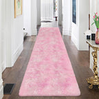 Super Soft Fluffy Living Room Area Rug 2x8 ft Tie-Dyed Light Pink Shaggy Furry - Image 2