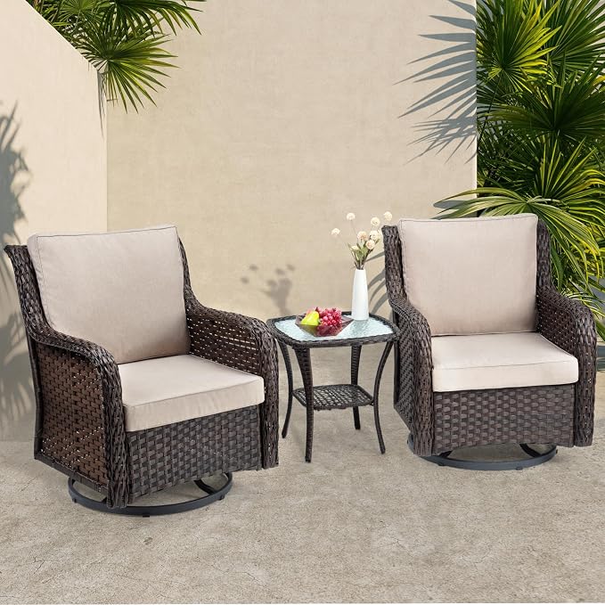 Towallmark Outdoor Swivel Wicker Glider Patio Chairs by Towallmark