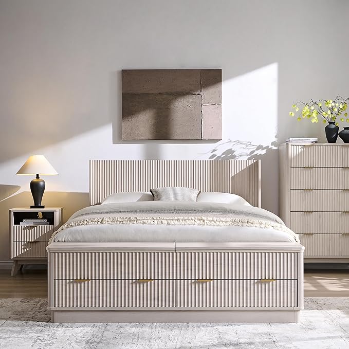 T4TREAM Fluted Queen Size Bed Frame - Image 3