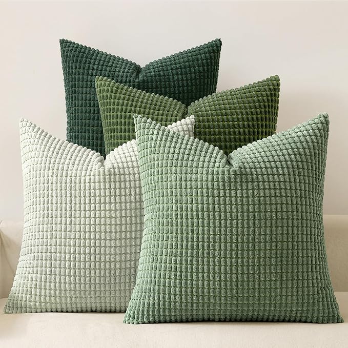 MIULEE Sage Green Pillow Covers 16x16 Inch Set of 4 Spring Boho Farmhouse Home by MIULEE