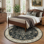 RELEANY Washable Area Rug, Round 8ft, Water Repellent, Pet Friendly, Vintage - Image 3